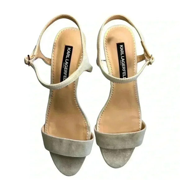 Lagerfeld Paris Women's Ankle Strap Heeled Sandal •Sparkly Gold•Size 8.5• - Picture 16 of 16